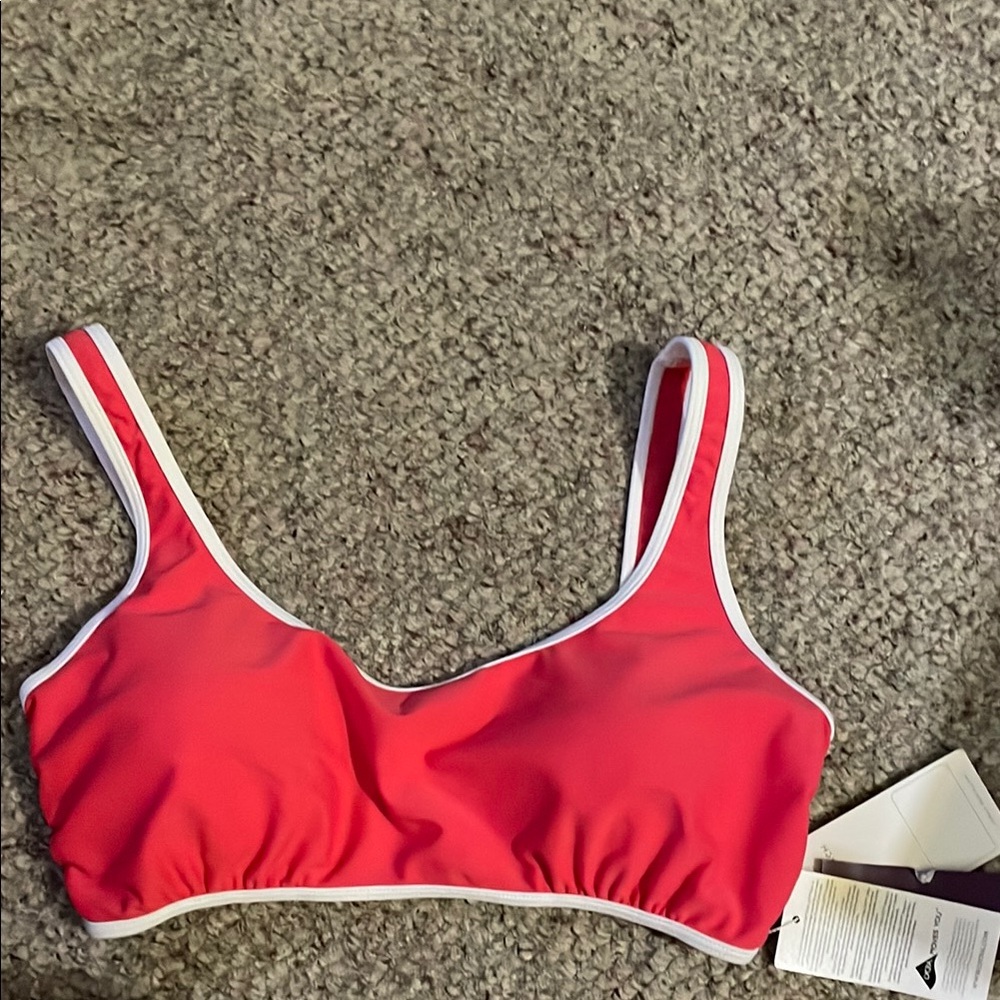 Venice coral Bikini Top with White Accents- nwt
